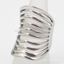 Bohemian Style Muti Lines Women Stainless Steel Silver Cuff Ring